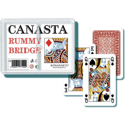 the canasta card game in a plastic box