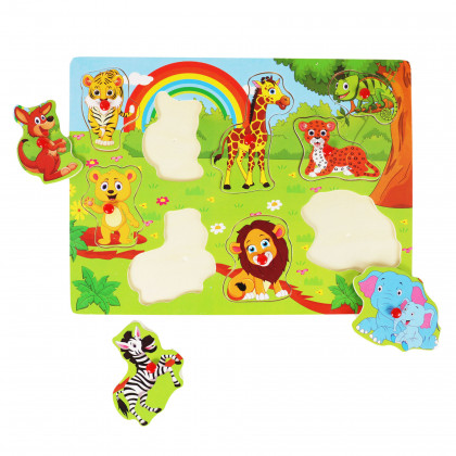the Wooden zoo insertion puzzle