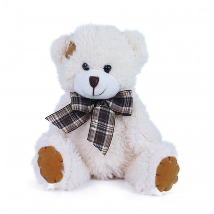 Teddy bear with ribbon beige 15 cm