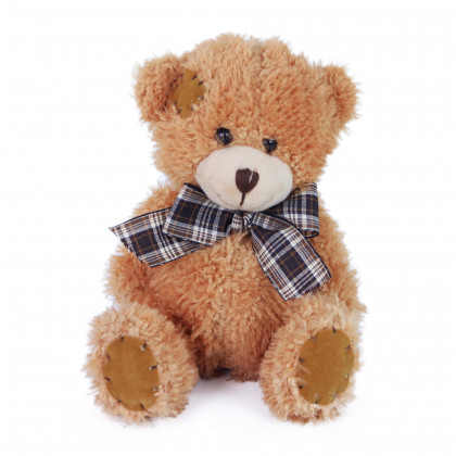 Teddy bear with ribbon light brown 15 cm
