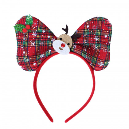 Christmas bow tie headband with reindeer