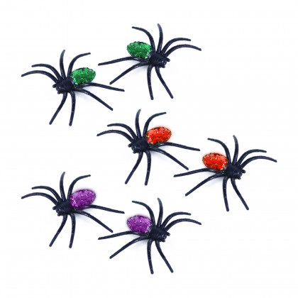 Decoration spiders with glitter 3 colors