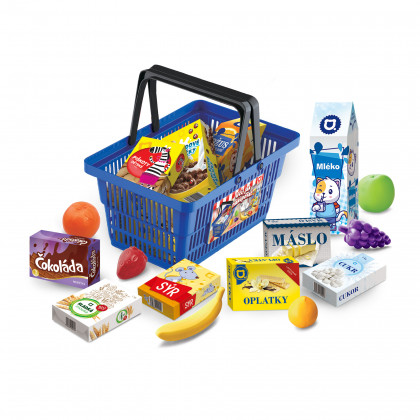 Shopping basket with accessories blue