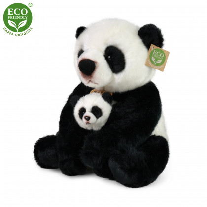 Plush panda w/cub 27 cm ECO-FRIENDLY