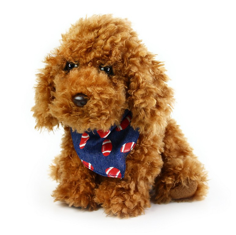 The cuddly dog Vaffle with scarf, 23 cm