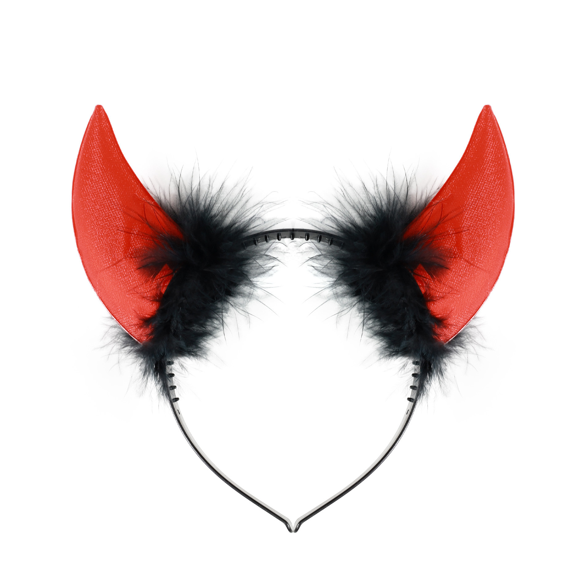 the devil horns with feathers