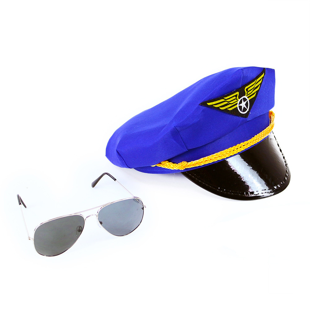 the Set of pilot cap with glasses