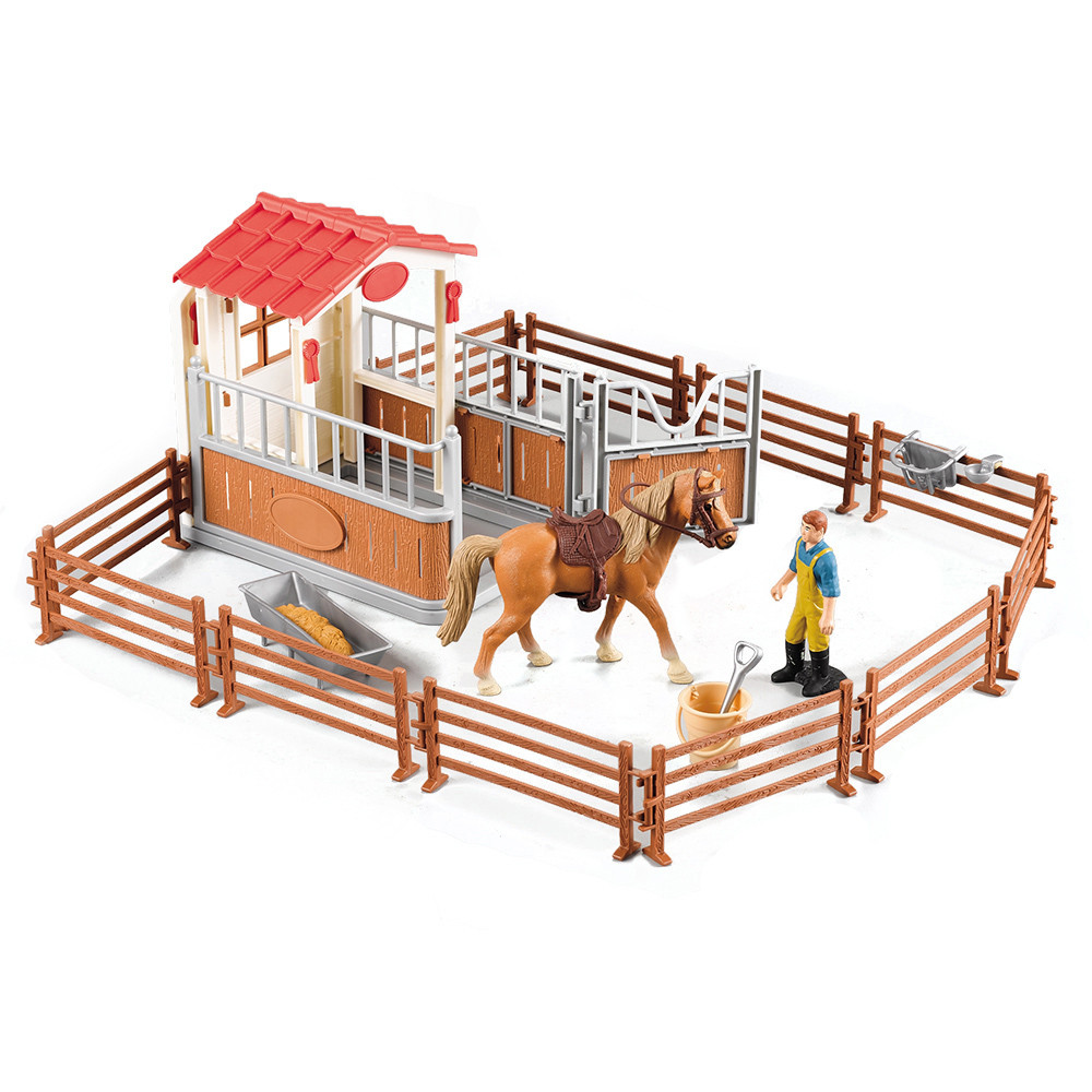 Stable for horses with a fence