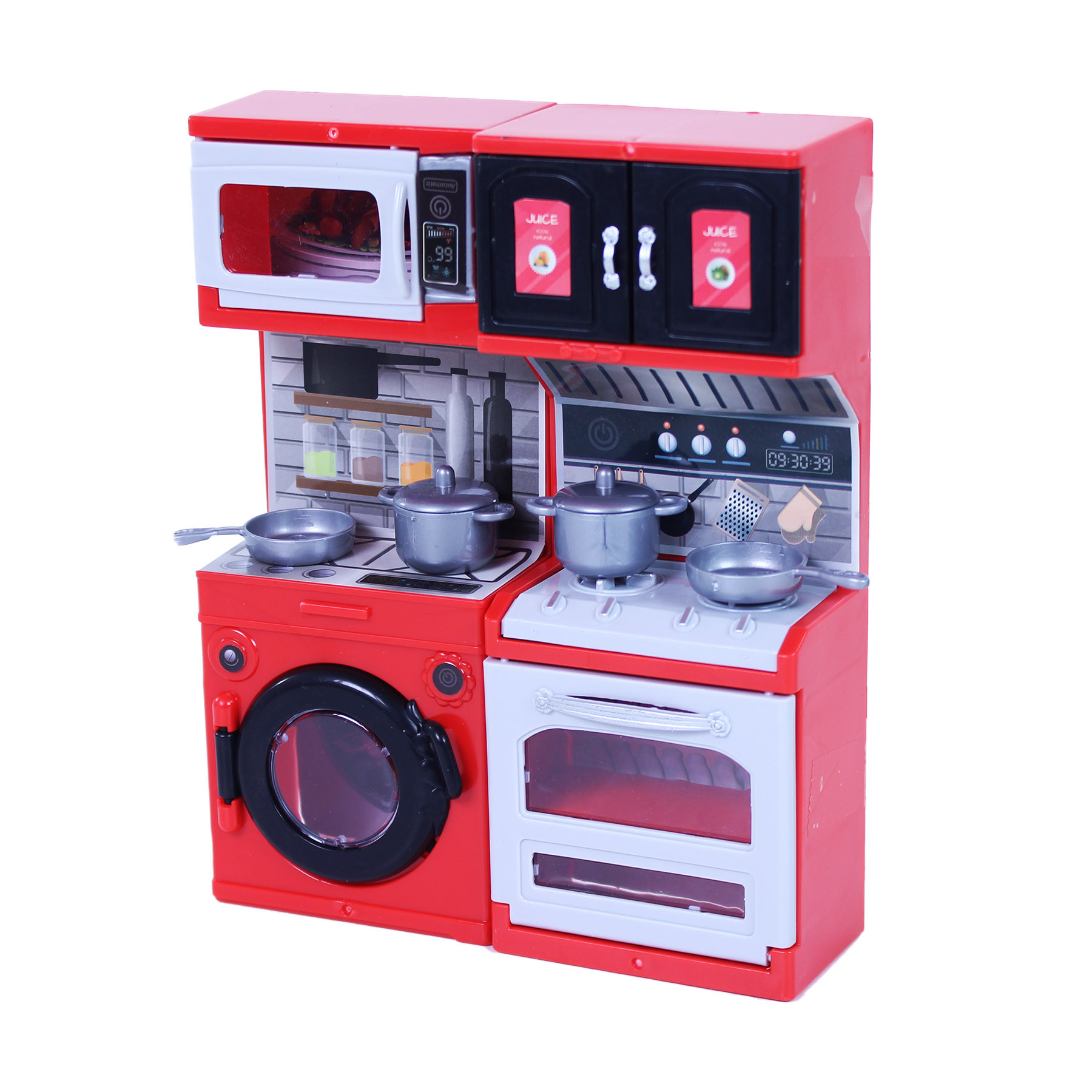 Mini kitchen set with washing machine