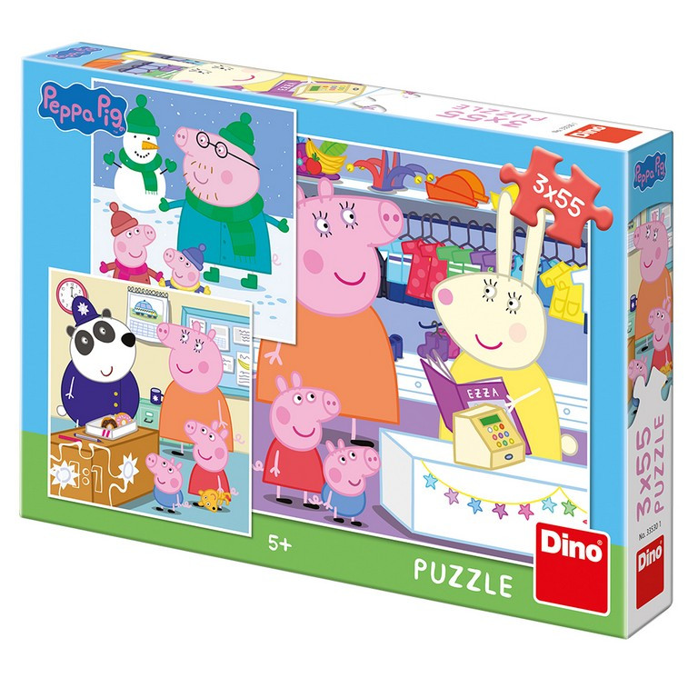 the puzzle 3x55 Peppa Pig