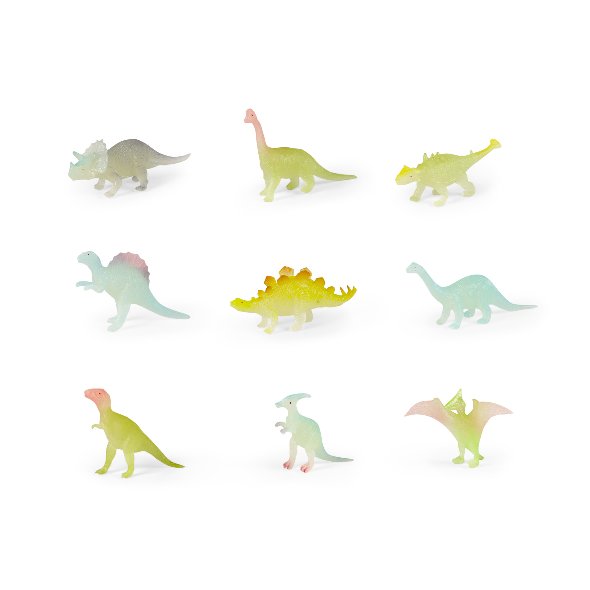 the dinosaurs, glowing in the dark, 9pcs