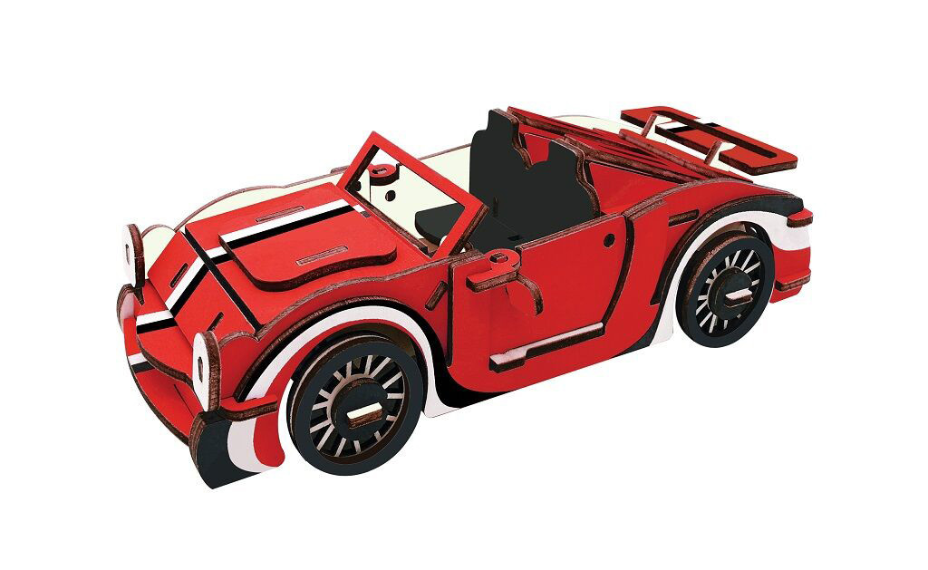Woodcraft 3D puzzle Red convertible