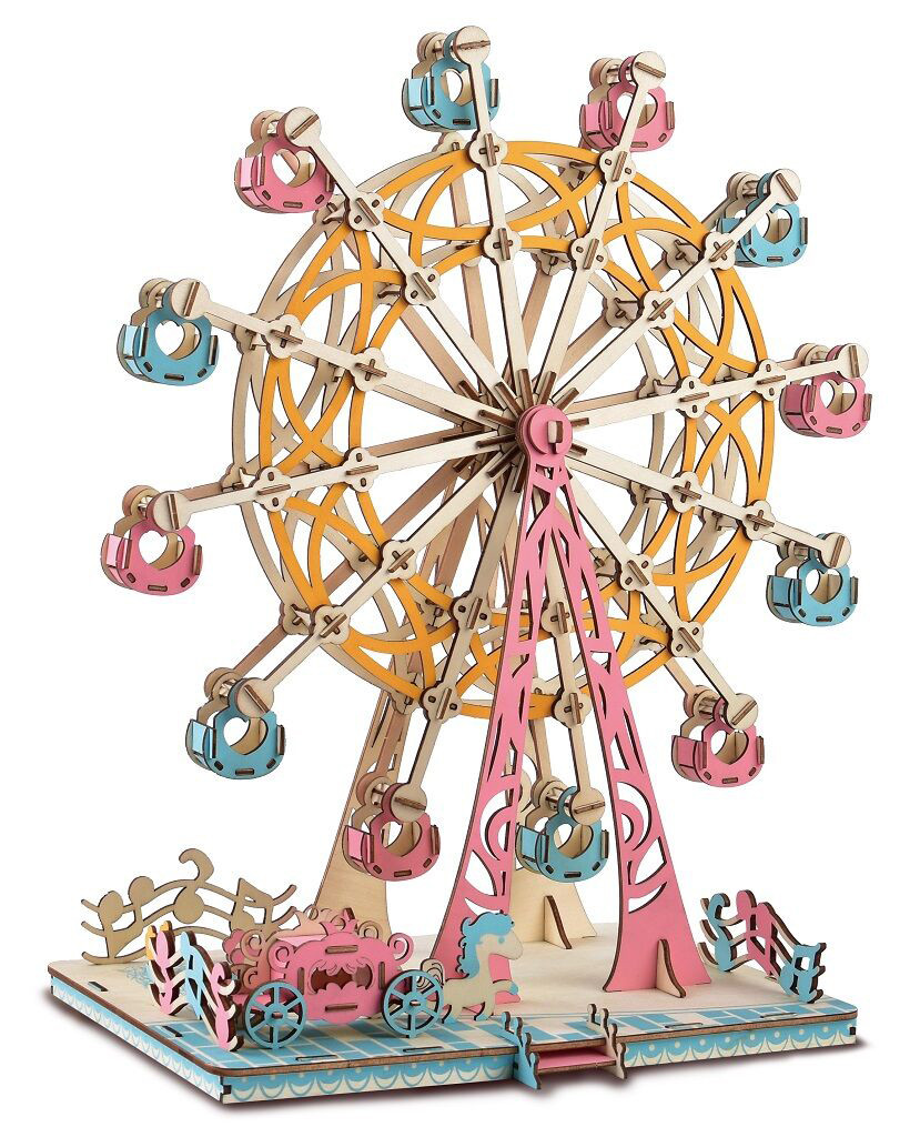 Woodcraft 3D puzzle Ferris wheel pastel