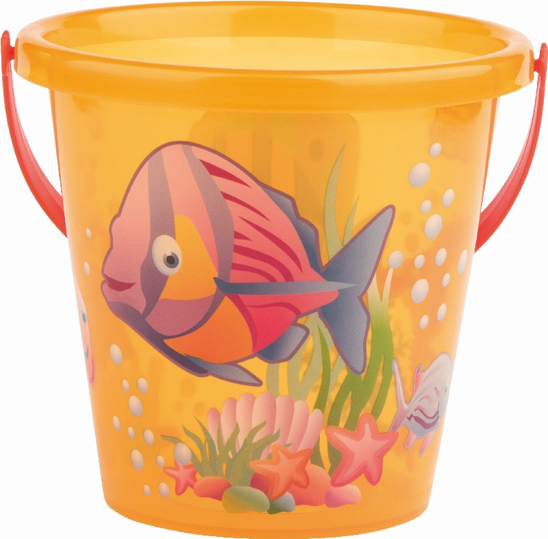 Bucket of goldfish transparent orange