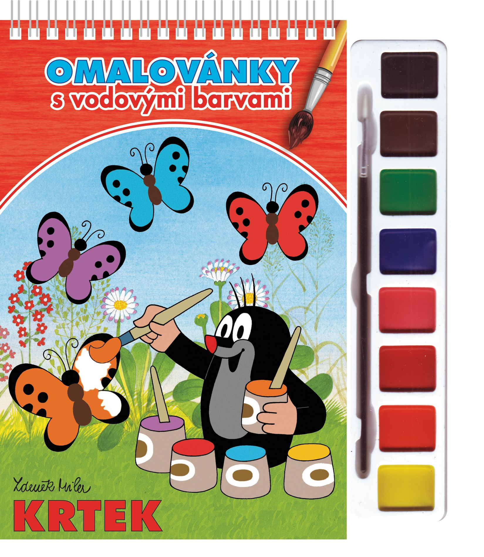Coloring book with paints and brush Mole