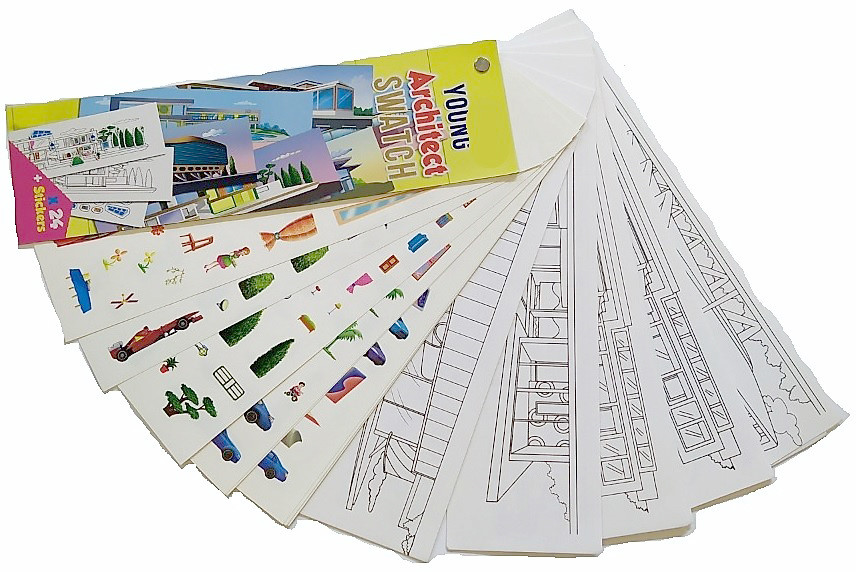 Creative coloring book with stickers