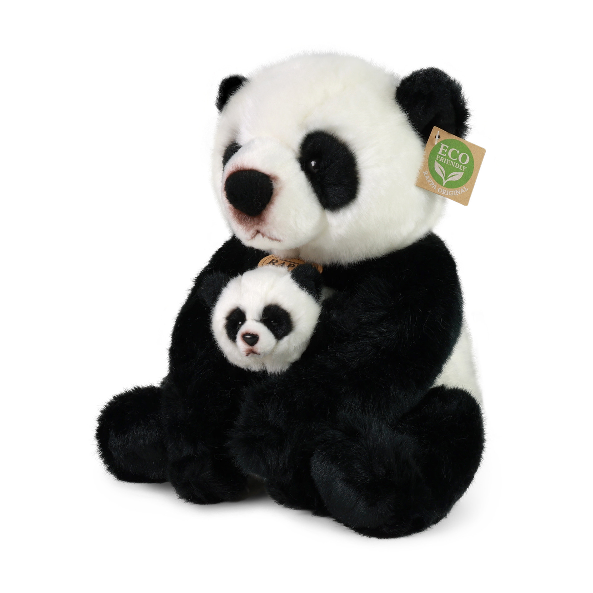 Plush panda w/cub 27 cm ECO-FRIENDLY