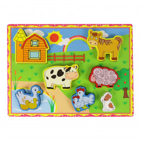 the wooden baby puzzle - a farm