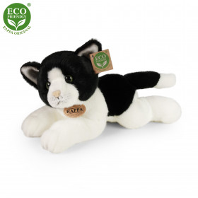 Plush white/black cat 30 cm ECO-FRIENDLY