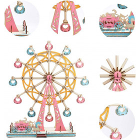 Woodcraft 3D puzzle Ferris wheel pastel