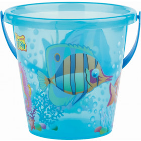 Bucket of goldfish transparent blue