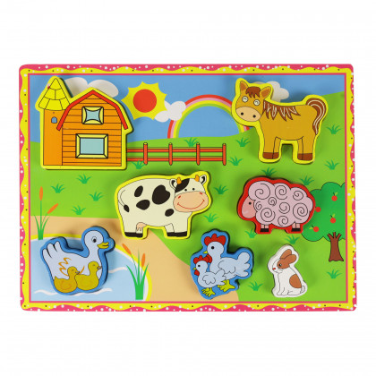 the wooden baby puzzle - a farm