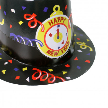 Paper black hat HAPPY NEW YEAR 12 pcs