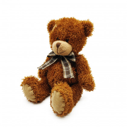 Teddy bear with ribbon dark brown 25 cm