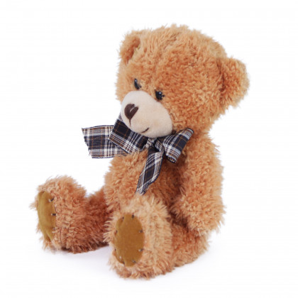 Teddy bear with ribbon light brown 15 cm